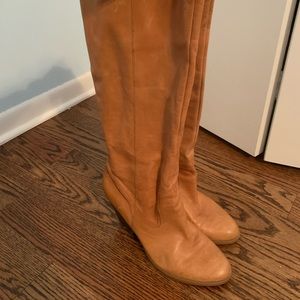Tan tall Nine West size 9 heeled boots